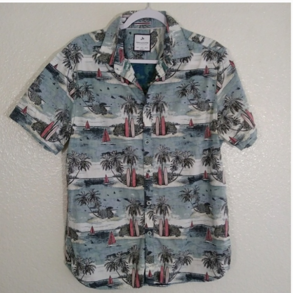 Denim & Flower Hawaiian Slim Fit Button Shirt